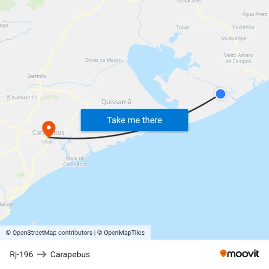Rj-196 to Carapebus map