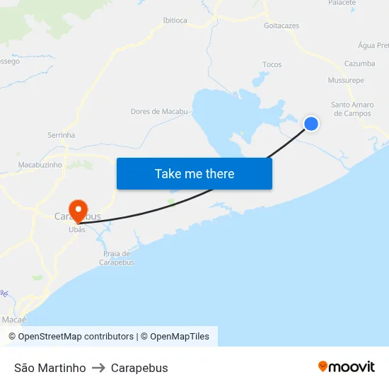 São Martinho to Carapebus map