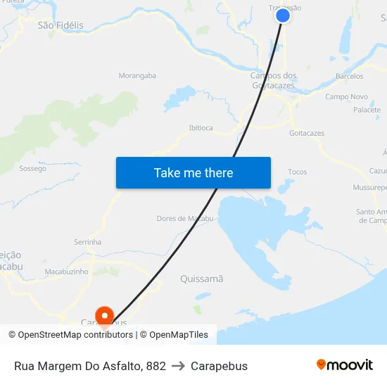 Rua Margem Do Asfalto, 882 to Carapebus map