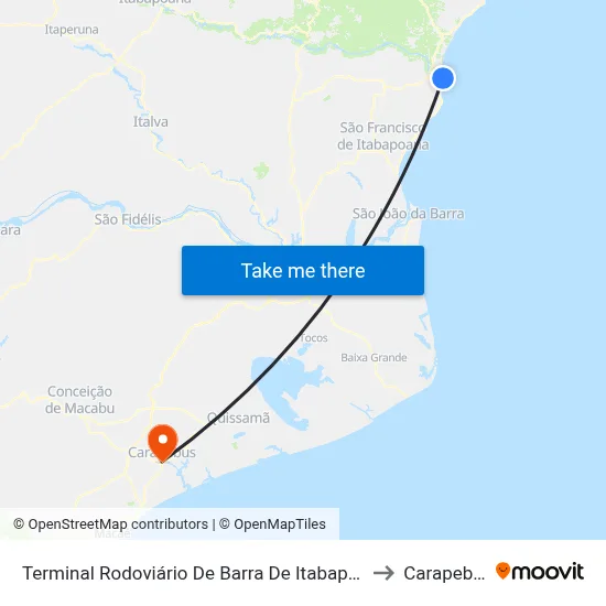 Terminal Rodoviário De Barra De Itabapoana to Carapebus map