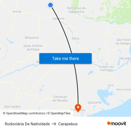 Rodoviária De Natividade to Carapebus map