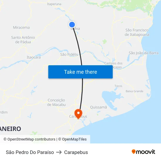São Pedro Do Paraíso to Carapebus map