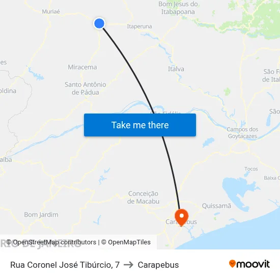 Rua Coronel José Tibúrcio, 7 to Carapebus map