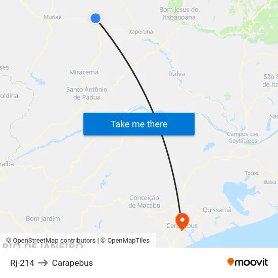 Rj-214 to Carapebus map