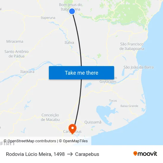 Rodovia Lúcio Meira, 1498 to Carapebus map