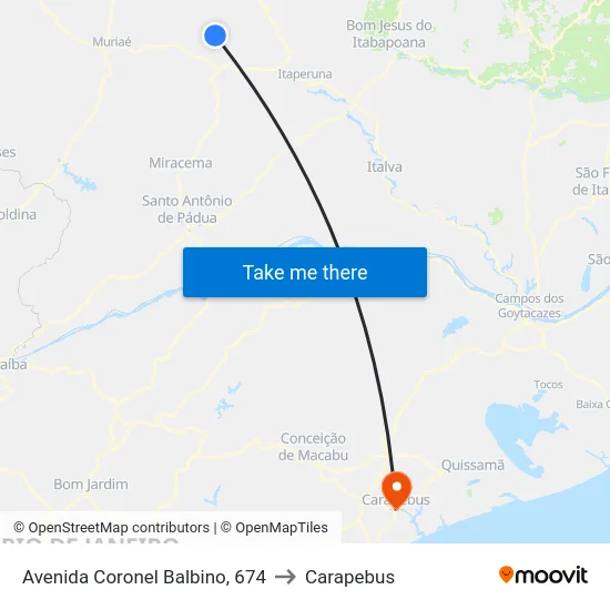 Avenida Coronel Balbino, 674 to Carapebus map