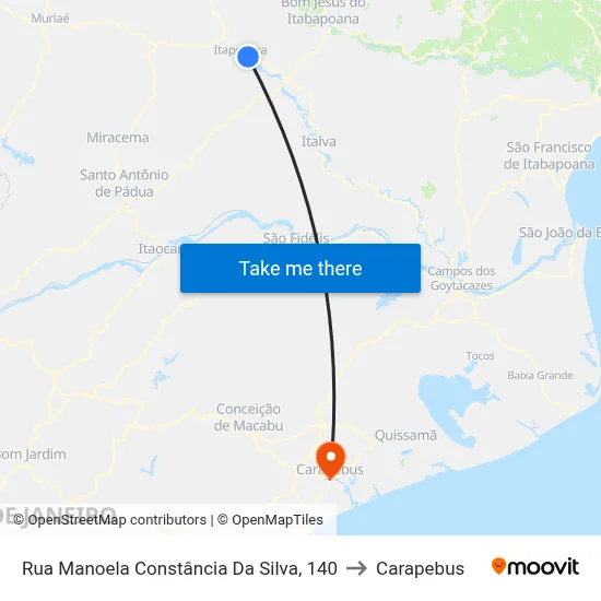 Rua Manoela Constância Da Silva, 140 to Carapebus map