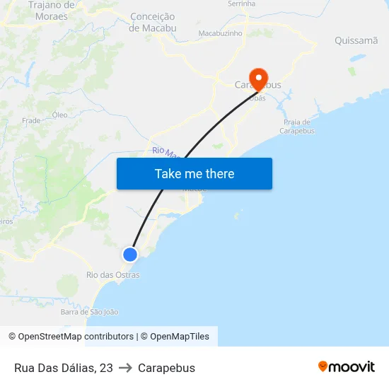 Rua Das Dálias, 23 to Carapebus map