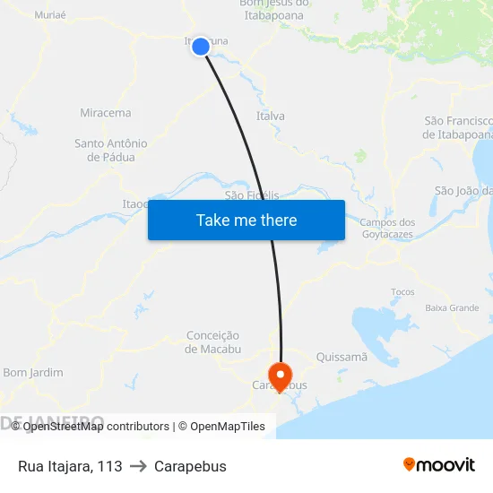 Rua Itajara, 113 to Carapebus map