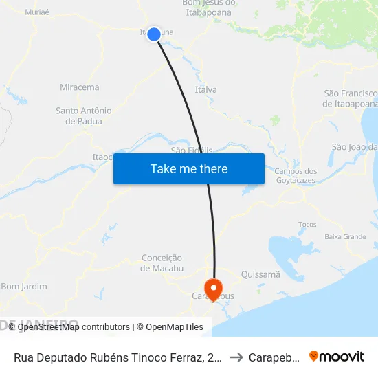 Rua Deputado Rubéns Tinoco Ferraz, 244 to Carapebus map