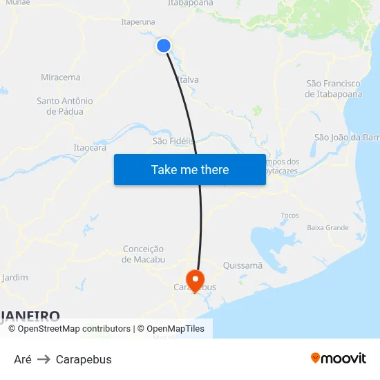 Aré to Carapebus map
