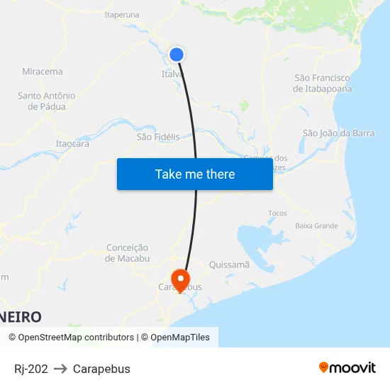 Rj-202 to Carapebus map