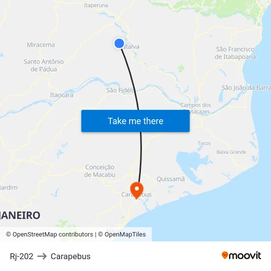 Rj-202 to Carapebus map
