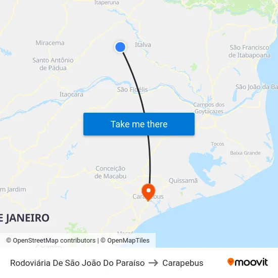 Rodoviária De São João Do Paraíso to Carapebus map