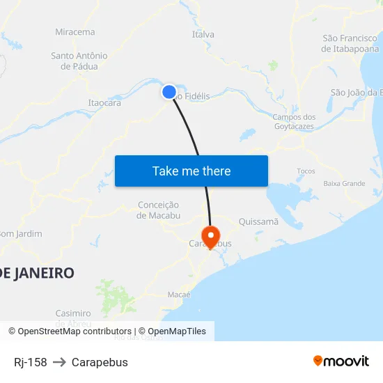 Rj-158 to Carapebus map