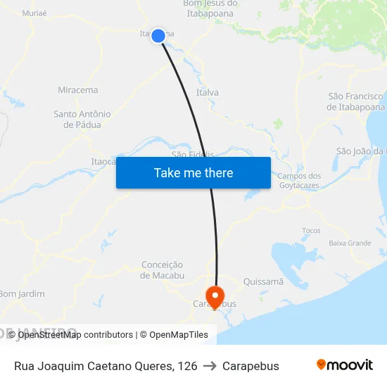 Rua Joaquim Caetano Queres, 126 to Carapebus map