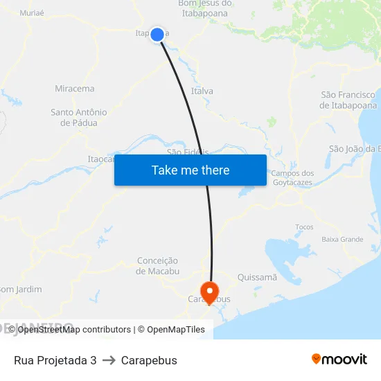 Rua Projetada 3 to Carapebus map