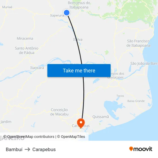 Bambuí to Carapebus map