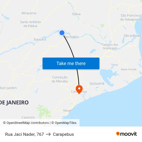 Rua Jaci Nader, 767 to Carapebus map
