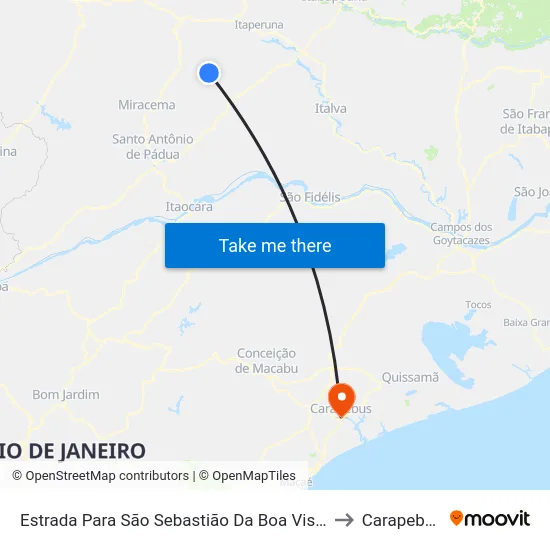 Estrada Para São Sebastião Da Boa Vista to Carapebus map