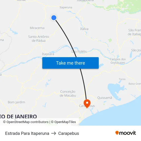 Estrada Para Itaperuna to Carapebus map