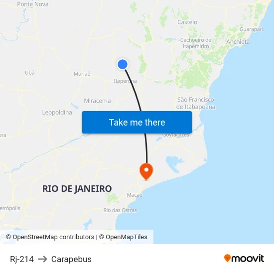 Rj-214 to Carapebus map