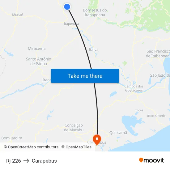 Rj-226 to Carapebus map