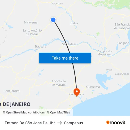 Entrada De São José De Ubá to Carapebus map