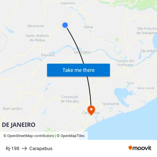 Rj-198 to Carapebus map