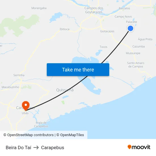 Beira Do Taí to Carapebus map