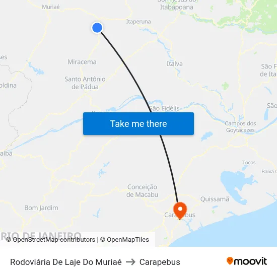 Rodoviária De Laje Do Muriaé to Carapebus map