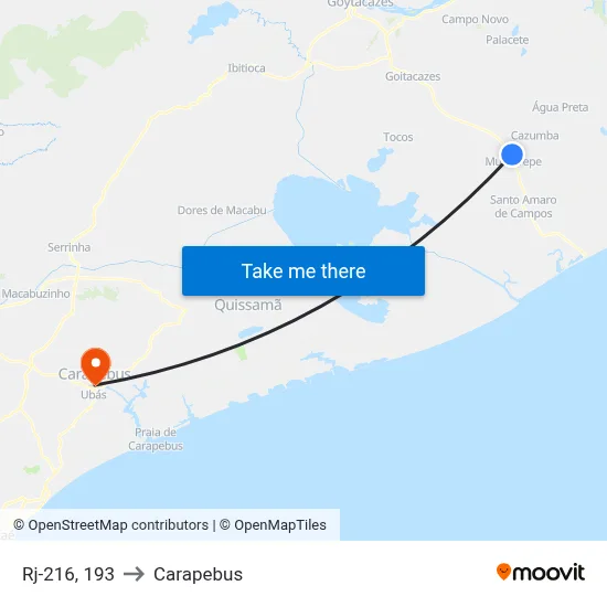 Rj-216, 193 to Carapebus map