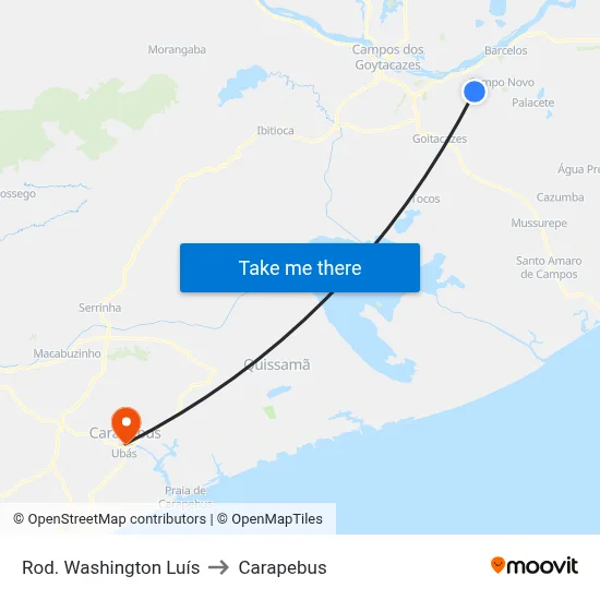 Rod. Washington Luís to Carapebus map