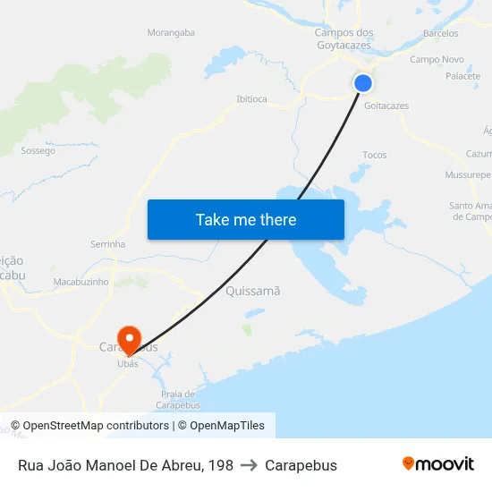 Rua João Manoel De Abreu, 198 to Carapebus map