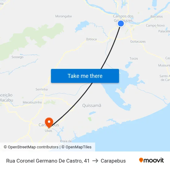Rua Coronel Germano De Castro, 41 to Carapebus map