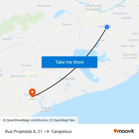 Rua Projetada A, 21 to Carapebus map