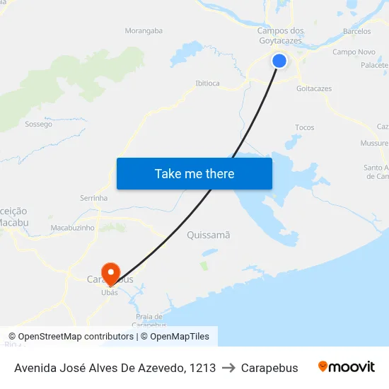 Avenida José Alves De Azevedo, 1213 to Carapebus map