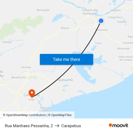 Rua Manhaes Pessanha, 2 to Carapebus map