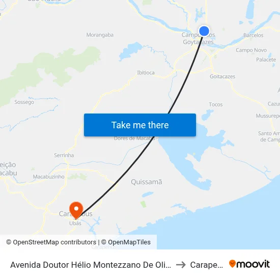Avenida Doutor Hélio Montezzano De Oliveira, 125 to Carapebus map
