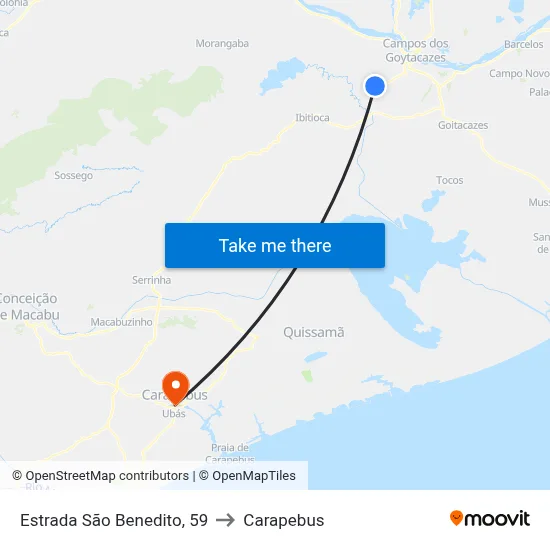 Estrada São Benedito, 59 to Carapebus map
