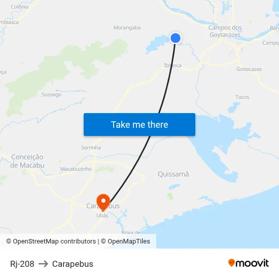 Rj-208 to Carapebus map
