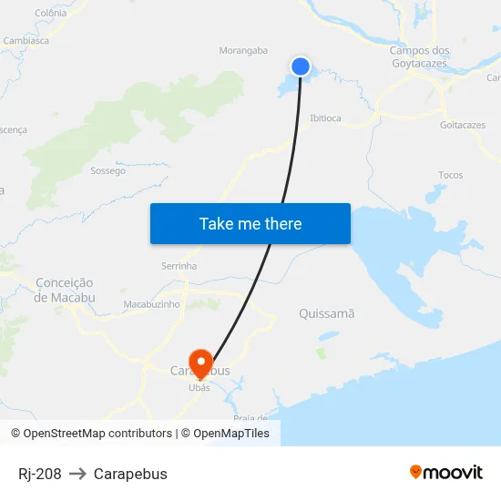 Rj-208 to Carapebus map
