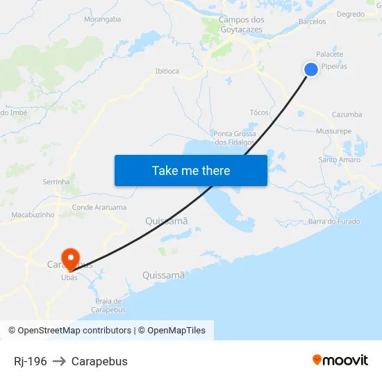 Rj-196 to Carapebus map