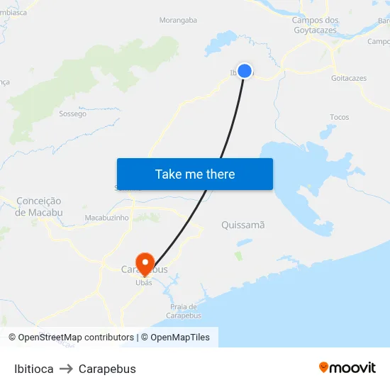 Ibitioca to Carapebus map