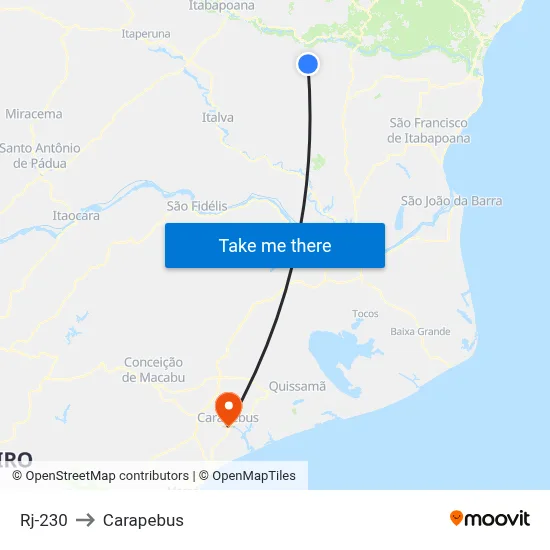 Rj-230 to Carapebus map