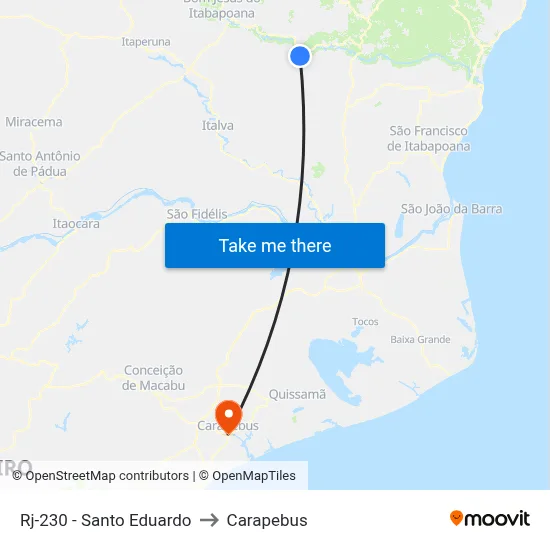 Rj-230 - Santo Eduardo to Carapebus map
