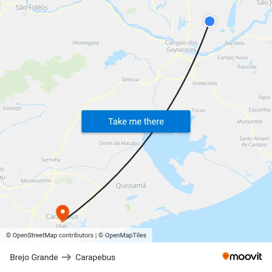 Brejo Grande to Carapebus map