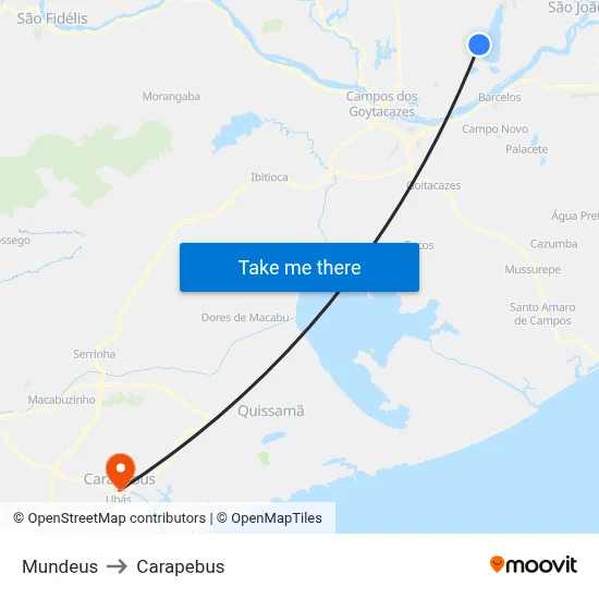 Mundeus to Carapebus map