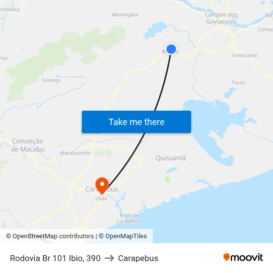 Rodovia Br 101 Ibio, 390 to Carapebus map