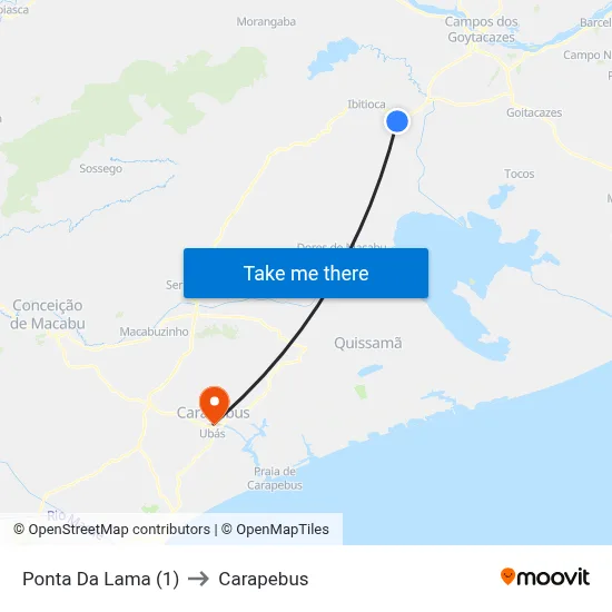 Ponta Da Lama (1) to Carapebus map